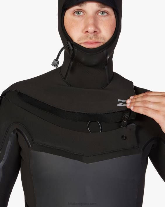 5/4 absoluutne pluss rinnakorvi lukuga kapuutsiga täielik veeülikond mehed must D28T874 Billabong