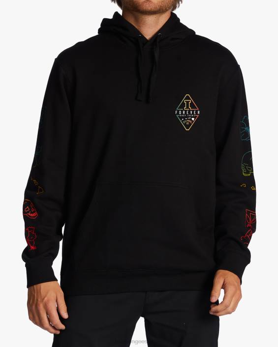 andy irons teemantlaine pestud pullover-hoodie mehed must D28T634 Billabong