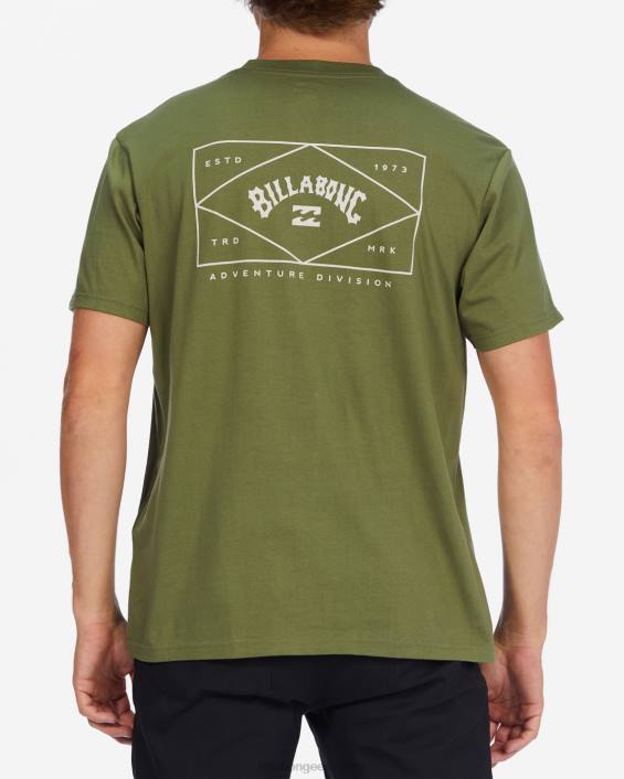 a/div riistvara orgaaniline lühikeste varrukatega T-särk mehed pestud oliiv D28T260 Billabong