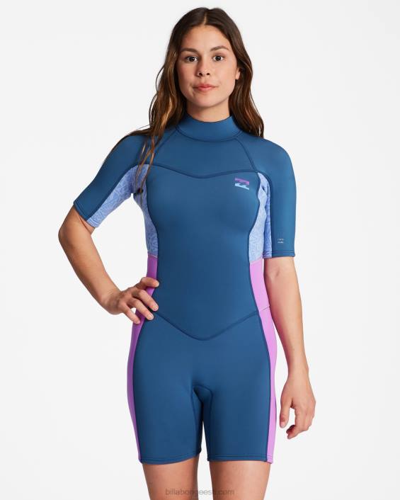 Lühikeste varrukatega vedrukostüüm selja taga lukuga 2/2 synergy naised Süvamere D28T2590 Billabong