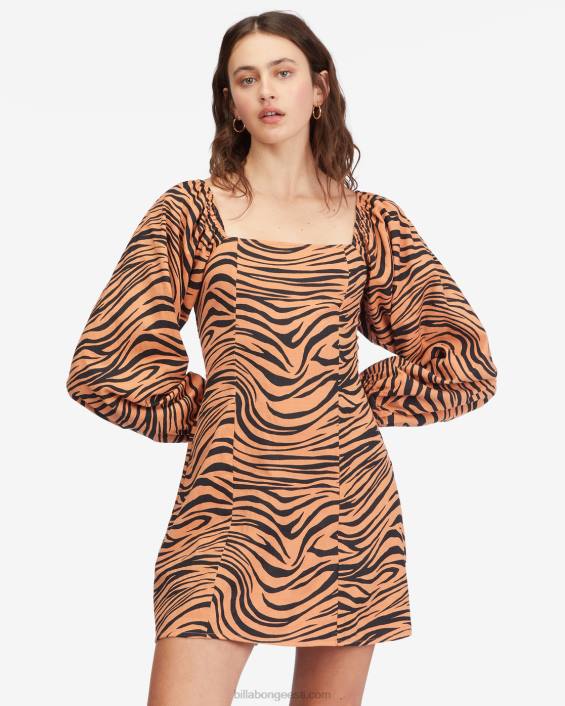 Flirtiv pikkade varrukatega minikleit naised kõrbesavi D28T2240 Billabong