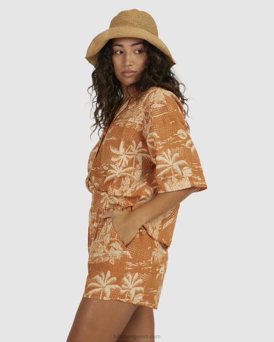 unistuste päevad elastsed lühikesed püksid naised sinep D28T1960 Billabong