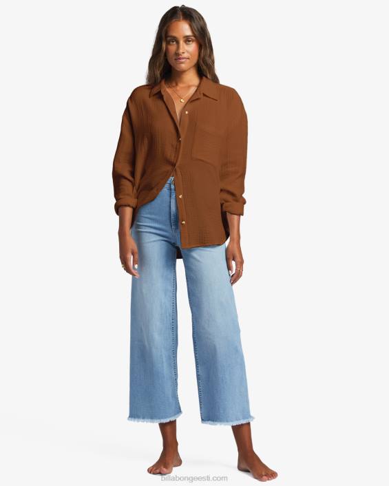 otse pikkade varrukatega särgil naised röstitud kookospähkel D28T1765 Billabong