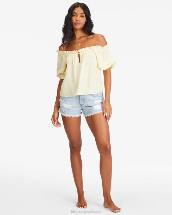 päikesepaistelise taevaga puhvis varrukatega topp naised soola kristall D28T2284 Billabong