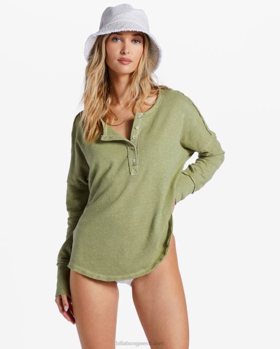 uus iga päev henley top naised avokaado D28T2061 Billabong