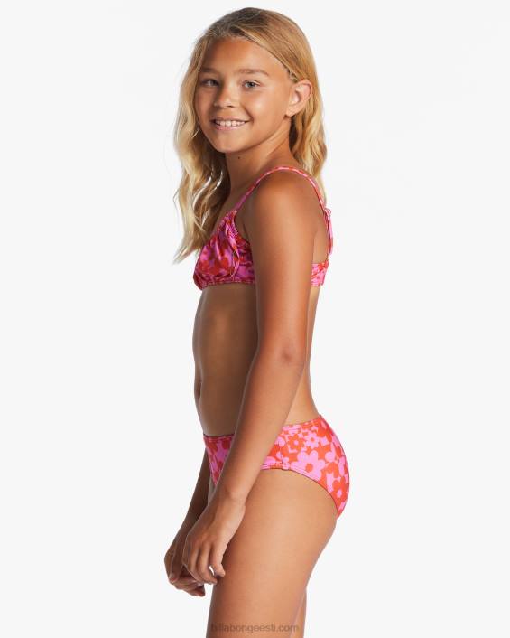 armastuskirjaga shirred kaheosaline tankbikiinikomplekt tüdrukud punane aloha D28T2638 Billabong