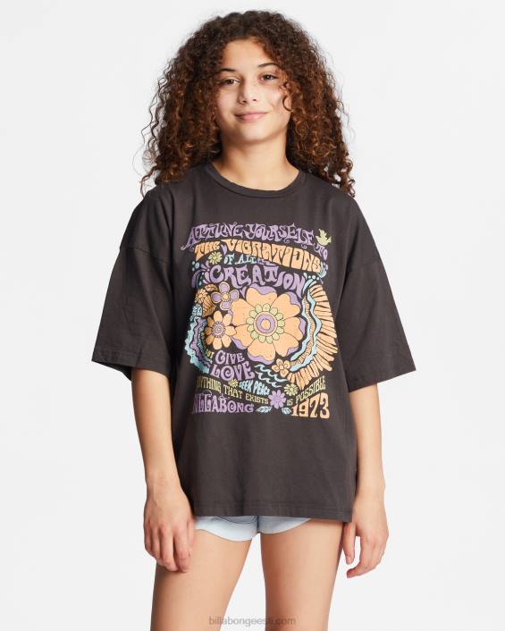 4-16 cosmic trip oversized T-särk tüdrukud maha must D28T2685 Billabong