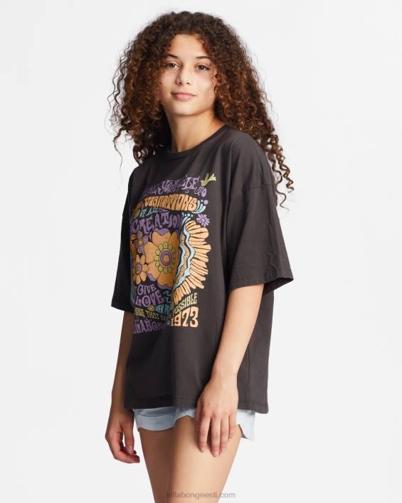 4-16 cosmic trip oversized T-särk tüdrukud maha must D28T2685 Billabong